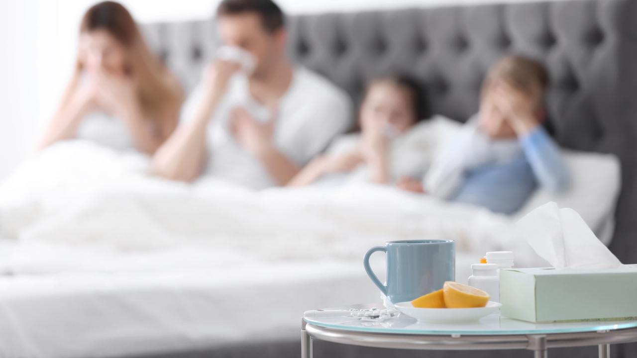 Visa šeima guli lovoje, serga gripu